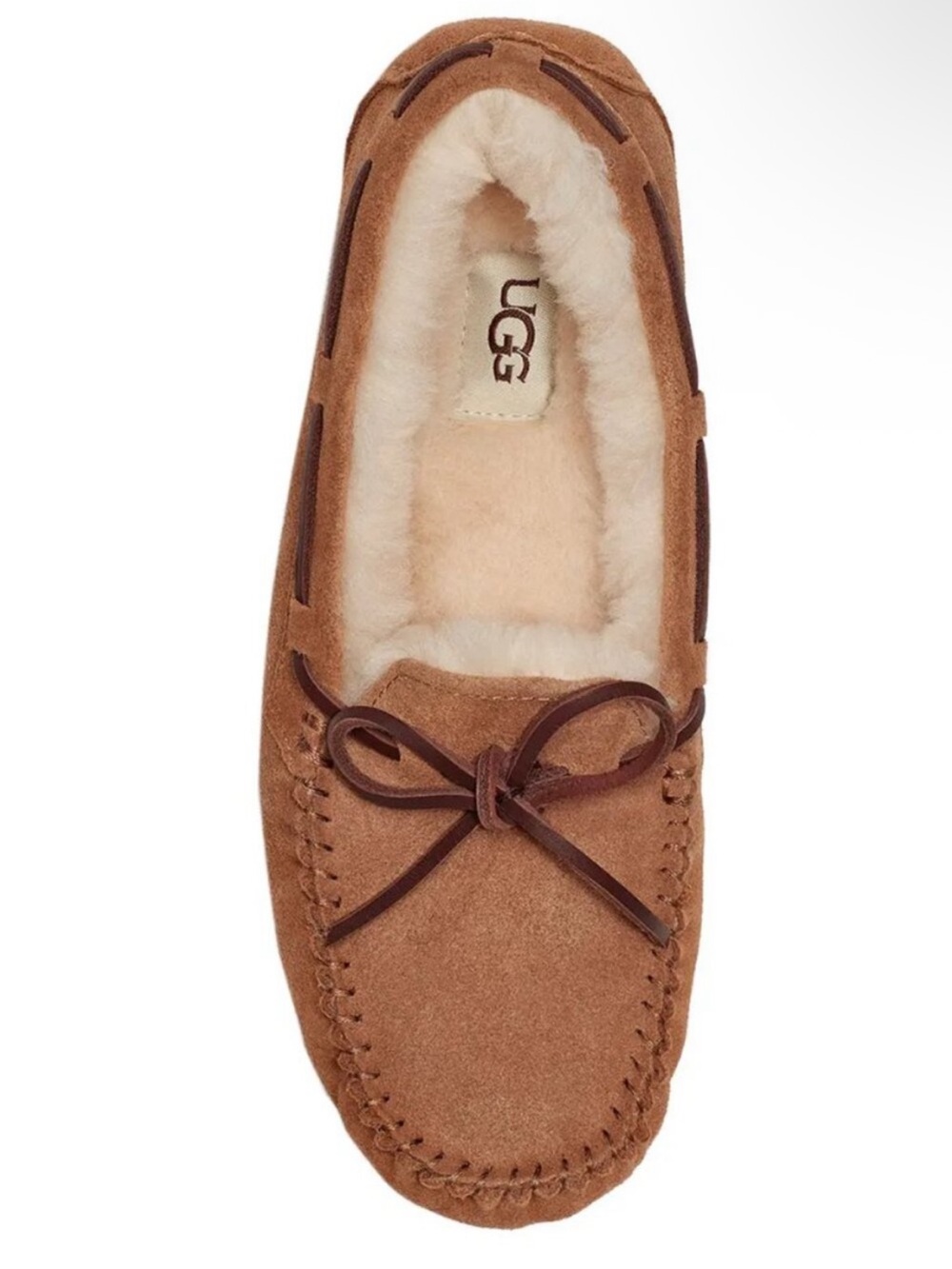 UGG Dakota Chestnut Suede Fur Shearling-Lined Moccasin Slipper NWOB - Picture 6 of 8